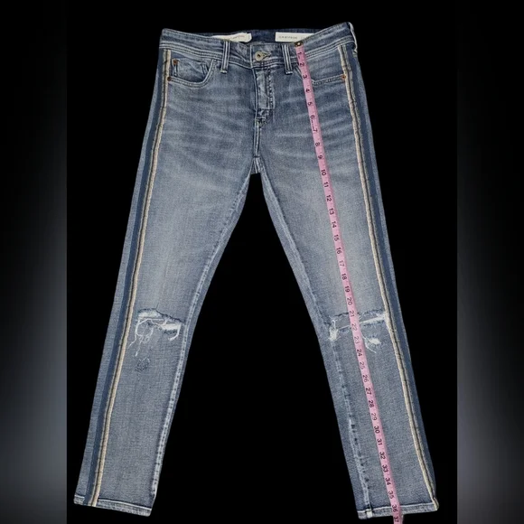 Anthropologie Pilcro Side Stripe Slim Boyfriend Jeans Light Mid Rise Sz 25/0 - Picture 5 of 13